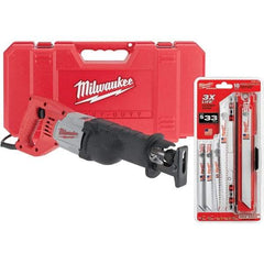 Milwaukee Tool - 3,000 Strokes per min, 1-1/8" Stroke Length Electric Reciprocating Saw - 12 Amps - All Tool & Supply