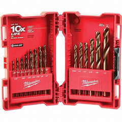 Milwaukee Tool - Drill Bit Sets; System of Measurement: Inch ; Drill Bit Material: Cobalt ; Drill Bit Set Type: Twist Drill Bits ; Minimum Drill Bit Size (Inch): 1/16 ; Maximum Drill Bit Size (Inch): 1/2 ; Drill Point Angle: 135 - Exact Industrial Supply