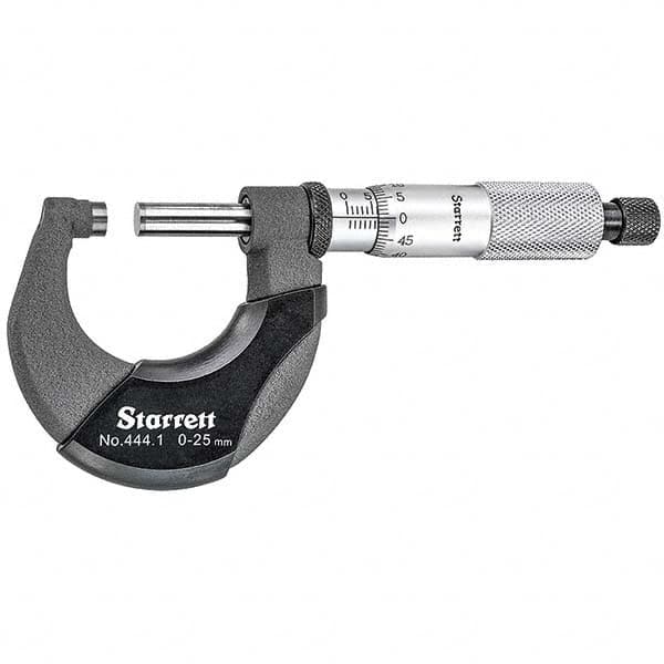 Starrett - Mechanical Outside Micrometers Minimum Measurement (mm): 0.00 Maximum Measurement (mm): 25.00 - All Tool & Supply