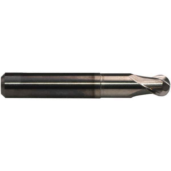 Emuge - 3/16" Diam, 3/16" LOC, 2 Flute Solid Carbide Ball End Mill - CrN Finish, Single End, 2-1/4" OAL, 1/4" Shank Diam, Ball Flute - All Tool & Supply