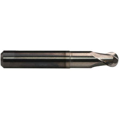 Emuge - 3/16" Diam, 3/16" LOC, 2 Flute Solid Carbide Ball End Mill - CrN Finish, Single End, 2-1/4" OAL, 1/4" Shank Diam, Ball Flute - All Tool & Supply