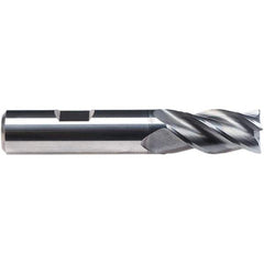 Emuge - 1/2" Diam, 1" LOC, 4 Flute Solid Carbide Roughing & Finishing End Mill - CrN Finish, 3" OAL, 1/2" Shank Diam, Weldon Shank, 38° Helix, Centercutting, Regular Length - All Tool & Supply