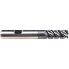 Emuge - 4mm Diam, 26mm LOC, 4 Flute Solid Carbide Roughing & Finishing End Mill - TiAlN Finish, 83mm OAL, 12mm Shank Diam, Weldon Shank, 50° Helix, Long Length - All Tool & Supply