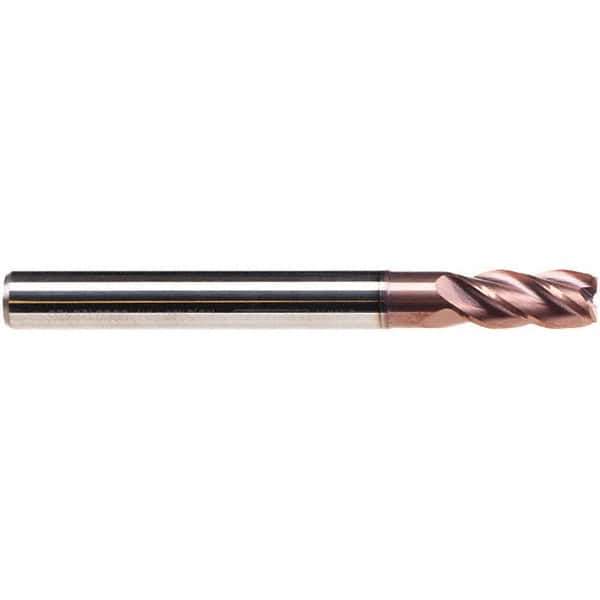 Emuge - 3mm Diam, 8mm LOC, 4 Flute Solid Carbide Roughing & Finishing End Mill - TiAlN Finish, 57mm OAL, 6mm Shank Diam, Cylindrical Shank, 38° Helix, Long Length - All Tool & Supply