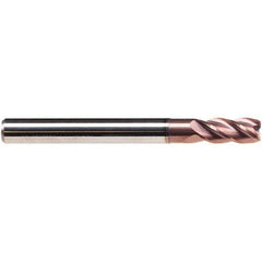 Emuge - 4mm Diam, 11mm LOC, 4 Flute Solid Carbide Roughing & Finishing End Mill - TiAlN Finish, 57mm OAL, 6mm Shank Diam, Cylindrical Shank, 38° Helix, Long Length - All Tool & Supply