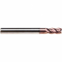 Emuge - 5mm Diam, 13mm LOC, 4 Flute Solid Carbide Roughing & Finishing End Mill - TiAlN Finish, 57mm OAL, 6mm Shank Diam, Cylindrical Shank, 38° Helix, Long Length - All Tool & Supply