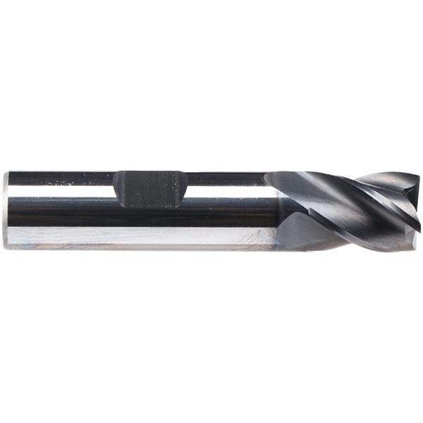 Emuge - 1/2" Diam, 5/8" LOC, 4 Flute Solid Carbide Roughing & Finishing End Mill - CrN Finish, 2-1/2" OAL, 1/2" Shank Diam, Weldon Shank, 38° Helix, Centercutting, Stub Length - All Tool & Supply