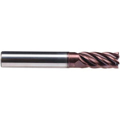 Emuge - 8mm Diam, 19mm LOC, 6 Flute Solid Carbide Roughing & Finishing End Mill - TiAlN Finish, 63mm OAL, 8mm Shank Diam, Cylindrical Shank, 38° Helix, Long Length - All Tool & Supply