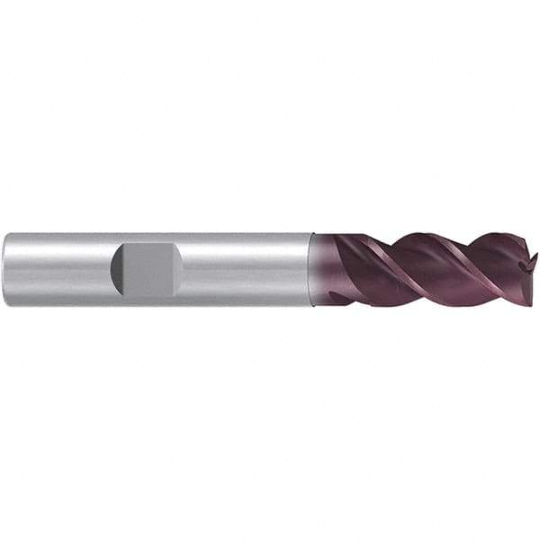 Emuge - 10mm Diam, 19mm LOC, 3 Flute Solid Carbide Roughing & Finishing End Mill - TiAlN Finish, 72mm OAL, 10mm Shank Diam, Weldon Shank, 38° Helix, Centercutting, Long Length - All Tool & Supply