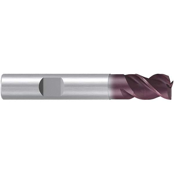 Emuge - 10mm Diam, 11mm LOC, 3 Flute Solid Carbide Roughing & Finishing End Mill - TiAlN Finish, 66mm OAL, 10mm Shank Diam, Weldon Shank, 38° Helix, Centercutting, Stub Length - All Tool & Supply