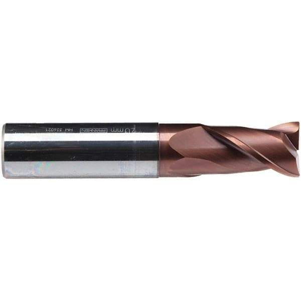 Emuge - 8mm Diam, 16mm LOC, 2 Flute Solid Carbide Roughing & Finishing End Mill - TiAlN Finish, 63mm OAL, 8mm Shank Diam, Cylindrical Shank, 38° Helix, Centercutting, Long Length - All Tool & Supply