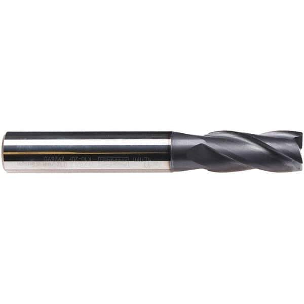 Emuge - 4mm Diam, 11mm LOC, 4 Flute Solid Carbide Roughing & Finishing End Mill - TiAlN Finish, 57mm OAL, 6mm Shank Diam, Cylindrical Shank, 38° Helix, Long Length - All Tool & Supply