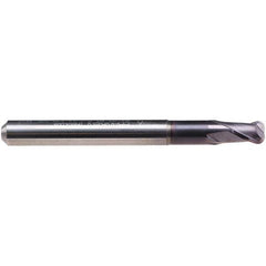 Emuge - 3/32" Diam, 1/8" LOC, 2 Flute Solid Carbide Roughing & Finishing End Mill - TiAlN Finish, 2" OAL, 1/4" Shank Diam, Cylindrical Shank, 30° Helix, Stub Length - All Tool & Supply