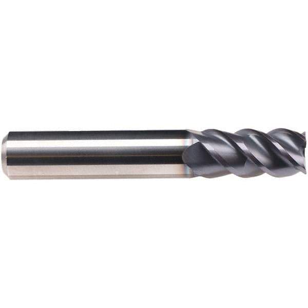 Emuge - 5mm Diam, 13mm LOC, 4 Flute Solid Carbide Roughing & Finishing End Mill - TiAlN Finish, 57mm OAL, 6mm Shank Diam, Cylindrical Shank, 50° Helix, Centercutting, Long Length - All Tool & Supply