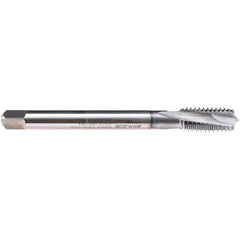 Emuge - M14x2.00 M 3 Flute 6HX Modified Bottoming Spiral Flute Tap - High Speed Steel, TiCN Finish, 110mm OAL, Right Hand Flute, Right Hand Thread, Series C438J401 - Exact Industrial Supply