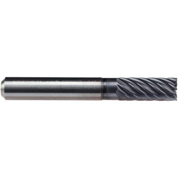 Emuge - 1/4" Diam, 17/32" LOC, 6 Flute Solid Carbide Roughing & Finishing End Mill - TiAlN Finish, 2-1/4" OAL, 1/4" Shank Diam, Cylindrical Shank, 40° Helix, Long Length - All Tool & Supply