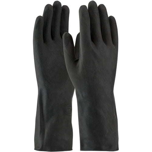 ‎48-L300K/M Latex Gloves - Assurance UnSupported Latex - Black - 28 mil - 13″L - Flock - Raised Diamond - Exact Industrial Supply