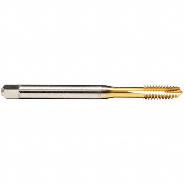 Emuge - M10x1.00 Metric Fine 6H 4 Flute TiN Finish HSS-E Spiral Point Tap - Exact Industrial Supply