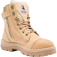 Steel Blue - Men's Size 8 Medium Width Steel Work Boot - Sand, Leather Upper, TPU Outsole, 6" High, Lace-Up, Side Zip - All Tool & Supply