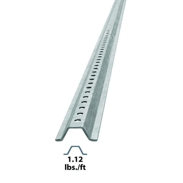 Nucor - 6' High, Galvanized Traffic Sign Post - Steel, 3/8" Hole Diam, Silver - All Tool & Supply