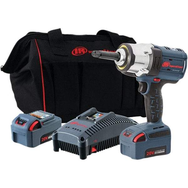 Ingersoll-Rand - 1/2" Drive 20 Volt Pistol Grip Cordless Impact Wrench & Ratchet - 0 to 1,900 RPM, 0 to 2,450 BPM, 1,500 Ft/Lb Torque, 2 Lithium-Ion Batteries - All Tool & Supply