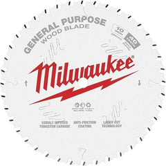 Milwaukee Tool - 10" Diam, 5/8" Arbor Hole Diam, 40 Tooth Wet & Dry Cut Saw Blade - Tungsten Carbide-Tipped, General Purpose Action, Standard Round Arbor - All Tool & Supply