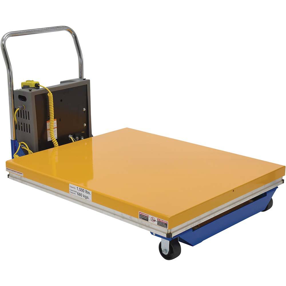 Vestil - Lifting Tables; Type: Scissor Cart ; Lift Style: Scissor ; Style: Portable Battery-Operated ; Load Capacity (Lb.): 1000.000 ; Minimum Height (Inch): 10-1/2 ; Lift Height (Inch): 42-1/2 - Exact Industrial Supply