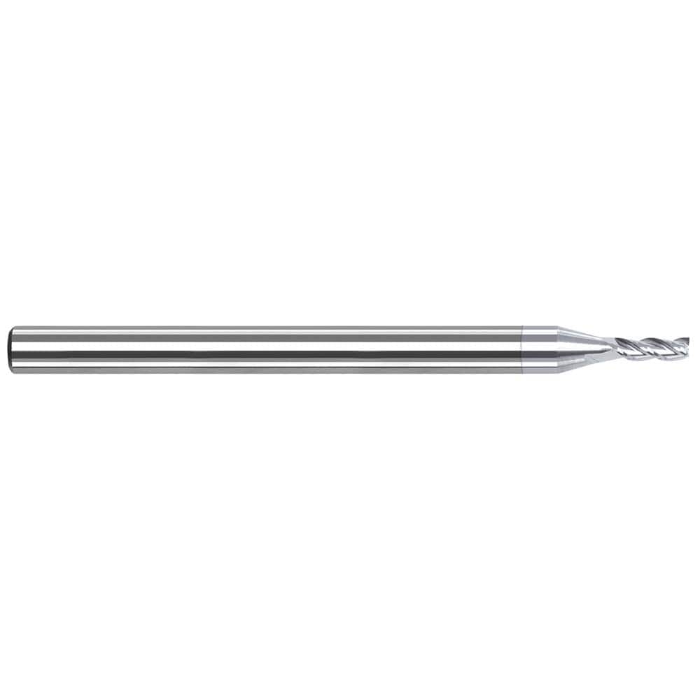 Square End Mill: 3/32'' Dia, 0.279'' LOC, 1/8'' Shank Dia, 1-1/2'' OAL, 3 Flutes, Solid Carbide Single End, TiB2 Finish, 42 ° Variable Helix, Centercutting, RH Cut, RH Flute