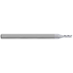 Square End Mill: 3/32'' Dia, 0.279'' LOC, 1/8'' Shank Dia, 1-1/2'' OAL, 3 Flutes, Solid Carbide Single End, TiB2 Finish, 42 ° Variable Helix, Centercutting, RH Cut, RH Flute