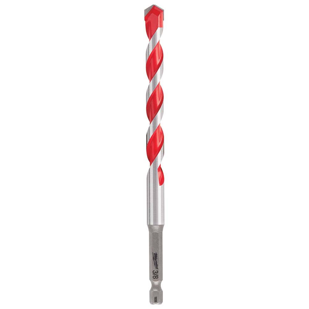 Milwaukee Tool - Rotary Drill/Hammer Drill Bits; Drill Bit Size (Inch): 3/8 ; Shank Type: 3-Flat ; Usable Length (Inch): 4.0000 ; Drill Bit Material: Carbide Tipped ; Flute Length (Inch): 4 ; Number of Pieces: 1.000 - Exact Industrial Supply