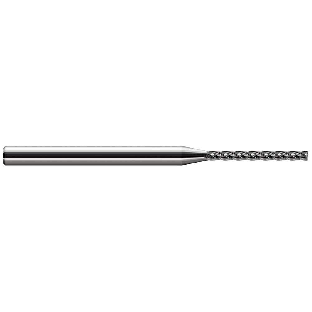 Corner Radius End Mill: 0.062″ Dia, 5/8″ LOC, 0.005″ Radius, 4 Flutes, Solid Carbide 2-1/2″ OAL, 1/8″ Shank Dia, 30 ° Helix, Bright/Uncoated, Corner Radius End