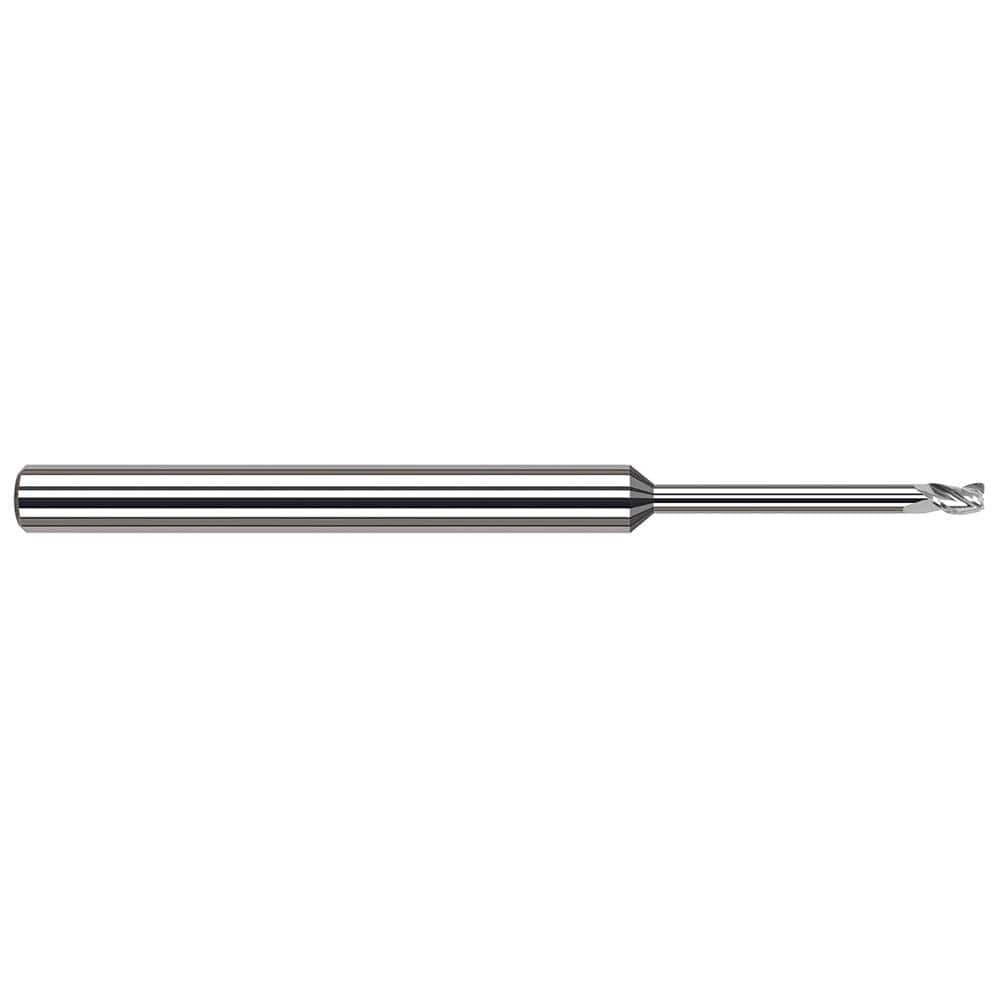 Corner Radius End Mill: 1/8″ Dia, 3/16″ LOC, 0.005″ Radius, 3 Flutes, Solid Carbide 2-1/2″ OAL, 1/8″ Shank Dia, 42 ° Helix, Bright/Uncoated, Corner Radius End