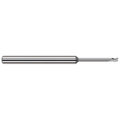 Corner Radius End Mill: 1/8″ Dia, 3/16″ LOC, 0.005″ Radius, 3 Flutes, Solid Carbide 2-1/2″ OAL, 1/8″ Shank Dia, 42 ° Helix, Bright/Uncoated, Corner Radius End