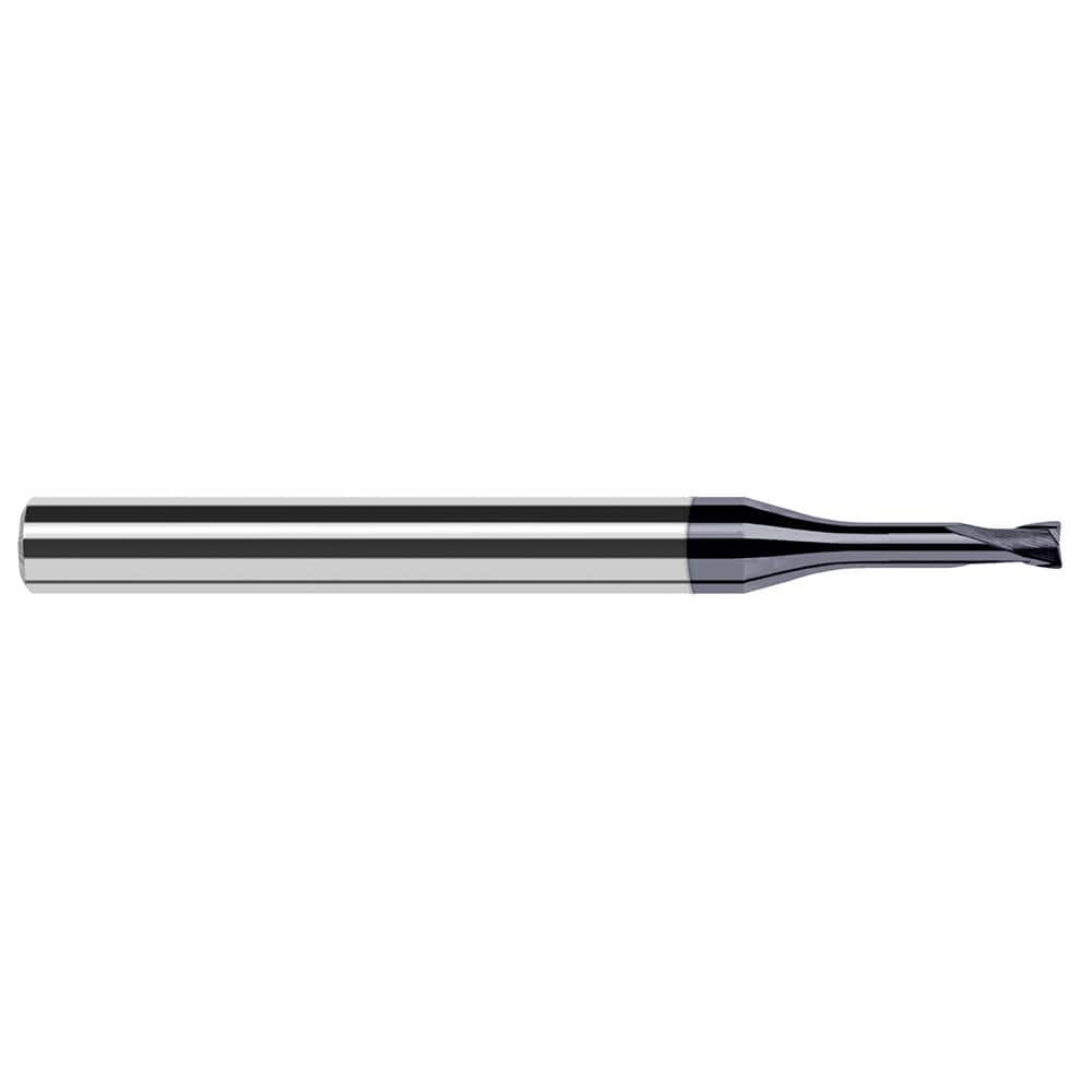 Corner Radius End Mill: 1/8″ Dia, 0.1″ LOC, 0.03″ Radius, 4 Flutes, Solid Carbide 2-1/2″ OAL, 1/4″ Shank Dia, 20 ° Helix, AlTiN Nano Coated, Corner Radius End, Centercutting