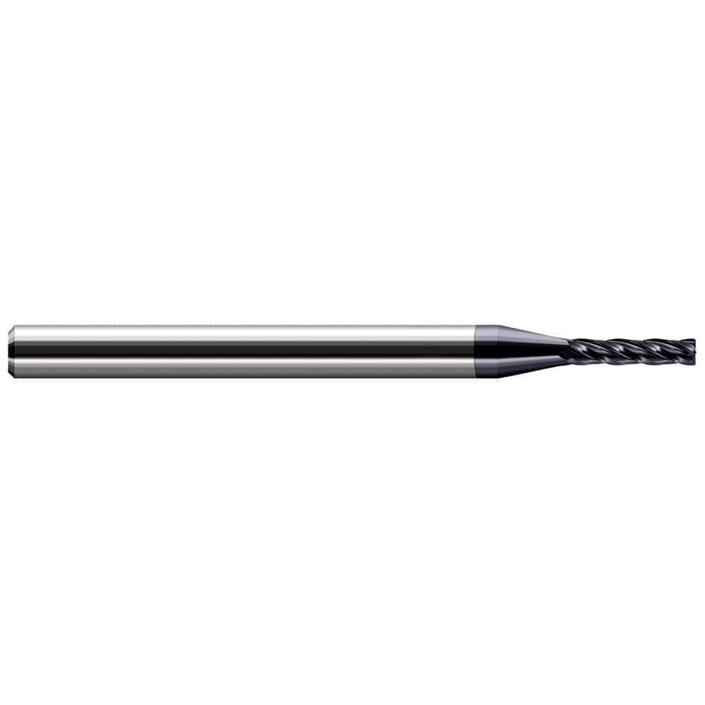 Corner Radius End Mill: 0.1562″ Dia, 3/4″ LOC, 0.03″ Radius, 4 Flutes, Solid Carbide 3″ OAL, 3/16″ Shank Dia, 30 ° Helix, AlTiN Coated, Corner Radius End