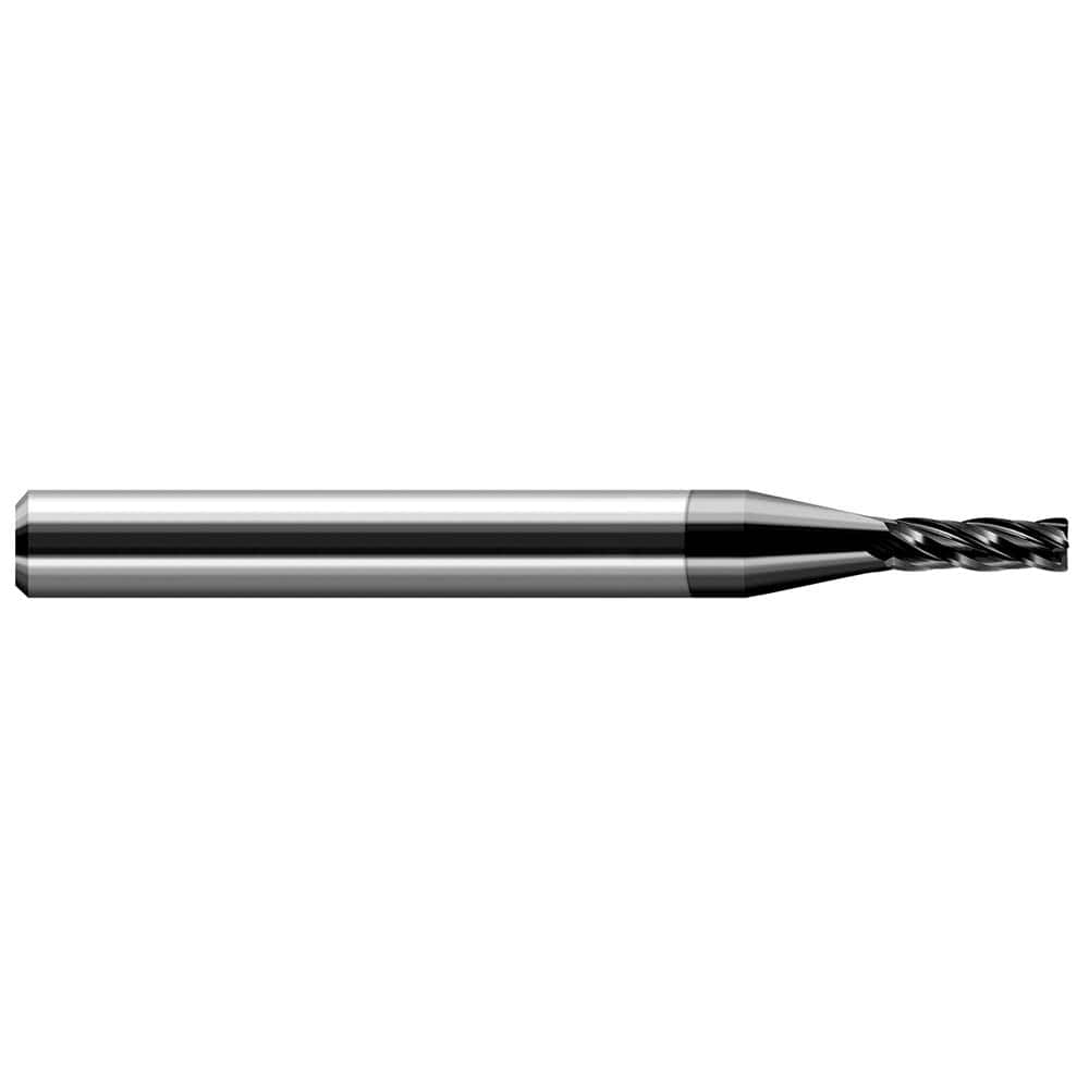 Corner Radius End Mill: 1/4″ Dia, 3/4″ LOC, 0.045″ Radius, 4 Flutes, Solid Carbide 2-1/2″ OAL, 1/4″ Shank Dia, 30 ° Helix, Amorphous Diamond Coated, Corner Radius End