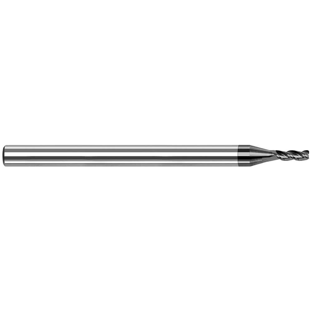 Corner Radius End Mill: 0.047″ Dia, 1/4″ LOC, 0.003″ Radius, 3 Flutes, Solid Carbide 2-1/2″ OAL, 1/8″ Shank Dia, 42 ° Helix, Amorphous Diamond Coated, Corner Radius End