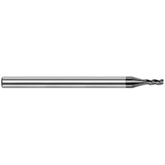 Corner Radius End Mill: 0.047″ Dia, 1/4″ LOC, 0.003″ Radius, 3 Flutes, Solid Carbide 2-1/2″ OAL, 1/8″ Shank Dia, 42 ° Helix, Amorphous Diamond Coated, Corner Radius End