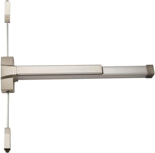 PDQ - Fire Rated, Nonhanded, Surface Vertical Rod - Antimicrobial Coated, Satin Stainless Steel Finish, 27 to 36" Door Width, Grade 1 - All Tool & Supply