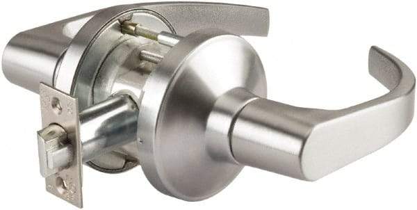 PDQ - Heavy Duty Classroom Lever Lockset - 2-3/4" Back Set, Small Format I/C Less Cylinder, Zinc, Antimicrobial Coated, Satin Chrome Plated Finish - All Tool & Supply