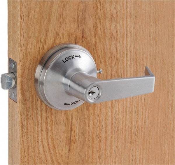 PDQ - Heavy Duty Classroom Intruder Lever Lockset - 2-3/4" Back Set, Small Format I/C Less Cylinder, Zinc, Satin Chrome Plated Finish - All Tool & Supply