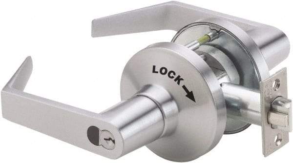 PDQ - Heavy Duty Classroom Intruder Lever Lockset - 2-3/4" Back Set, Small Format I/C Less Cylinder, Zinc, Satin Chrome Plated Finish - All Tool & Supply