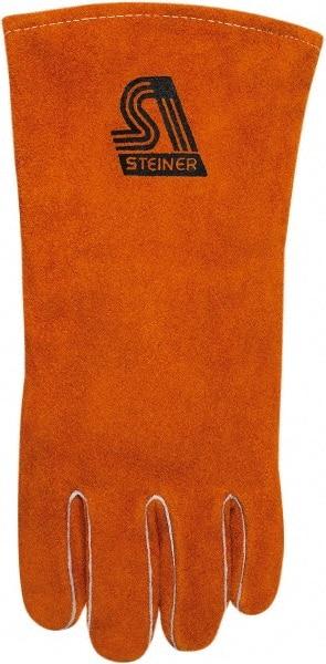 Steiner - Size L Cotton/Foam Lined Cowhide Welding Glove - 14" OAL, Gauntlet Cuff, Wing Thumb, Thumb Strap, For Stick/Arc - All Tool & Supply