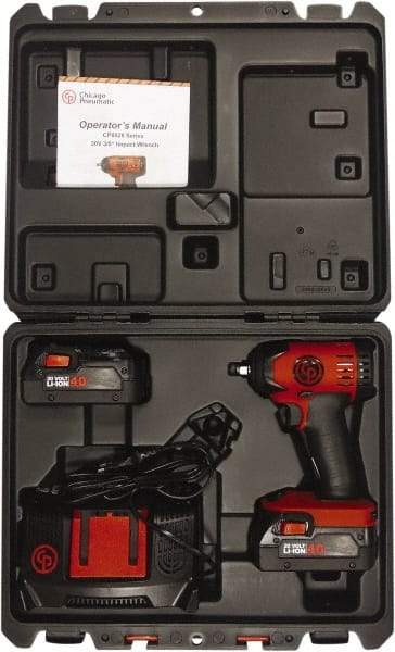 Chicago Pneumatic - 3/8" Drive 20 Volt Pistol Grip Cordless Impact Wrench & Ratchet - 2,400 RPM, 150 Ft/Lb Torque, 2 Lithium-Ion Batteries Included - All Tool & Supply