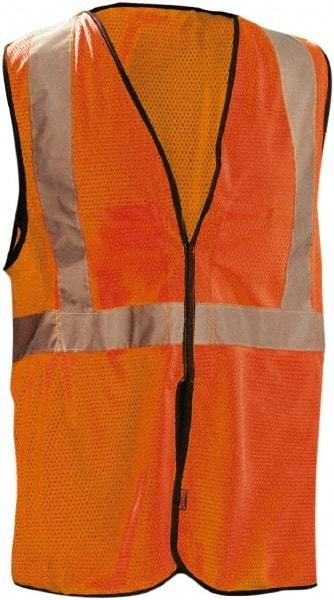 OccuNomix - Size 4X/5XL High Visibility Orange Mesh Breakaway Vest - ANSI 107-2010, Hook & Loop Closure, 2 Pockets, Polyester - All Tool & Supply