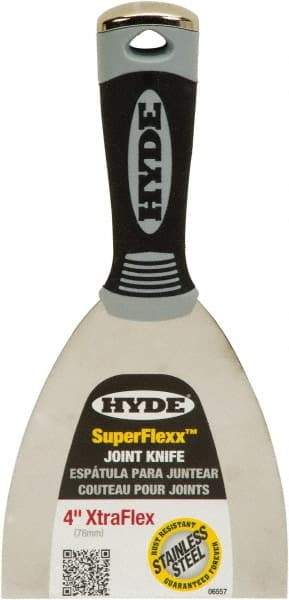 Hyde Tools - 4" Wide Spring Blade Stainless Steel Joint Knife - Flexible, Plastic Handle - All Tool & Supply