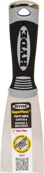 Hyde Tools - 2" Wide Spring Blade Stainless Steel Putty Knife - Flexible, Plastic Handle - All Tool & Supply