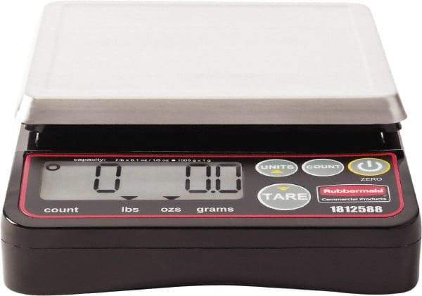 Rubbermaid - 2 Lb. Capacity, Digital Portion Control Scale - 0.1 and 1/8 oz. Graduation, 5-1/8 x 5-1/8" Platform - All Tool & Supply