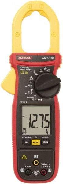 Amprobe - AMP-320, CAT III, Digital True RMS Clamp Meter with 1.378" Clamp On Jaws - 600 VAC/VDC, 600 AC/DC Amps, Measures Voltage, Capacitance, Current, microAmps, Resistance, Temperature - All Tool & Supply