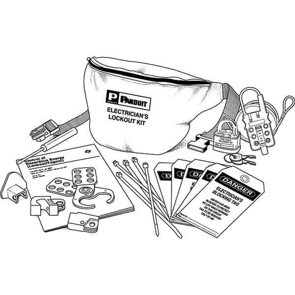 Panduit - 12 Piece Electrical Lockout Kit - Keyed Differently, Comes in Pouch - All Tool & Supply